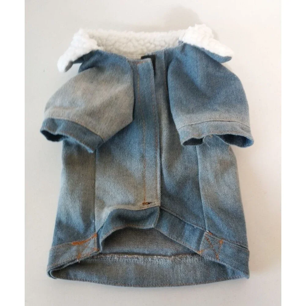 Favorite Child Washed Denim Retro Dog Pullover Jacket Size Small